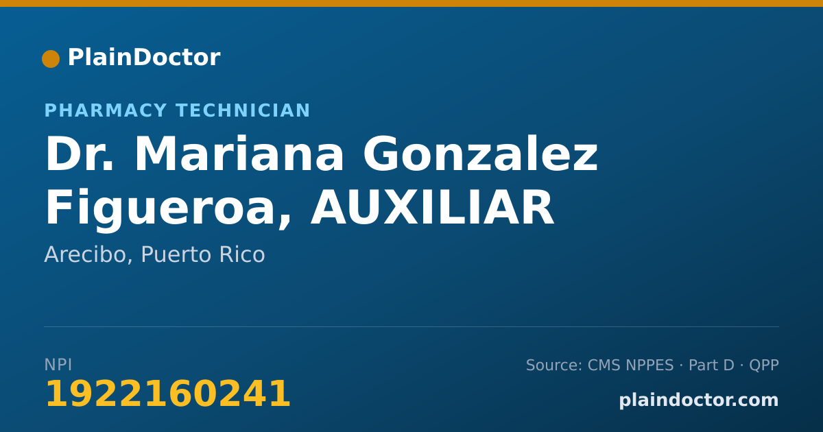 Shareable card for Mariana Gonzalez Figueroa, AUXILIAR - Pharmacy Technician, Arecibo, PR
