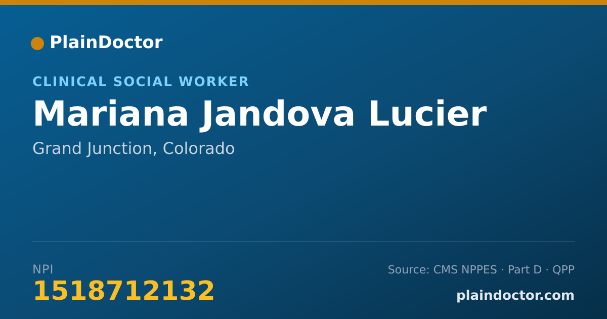 Shareable card for Mariana Jandova Lucier - Clinical Social Worker, Grand Junction, CO