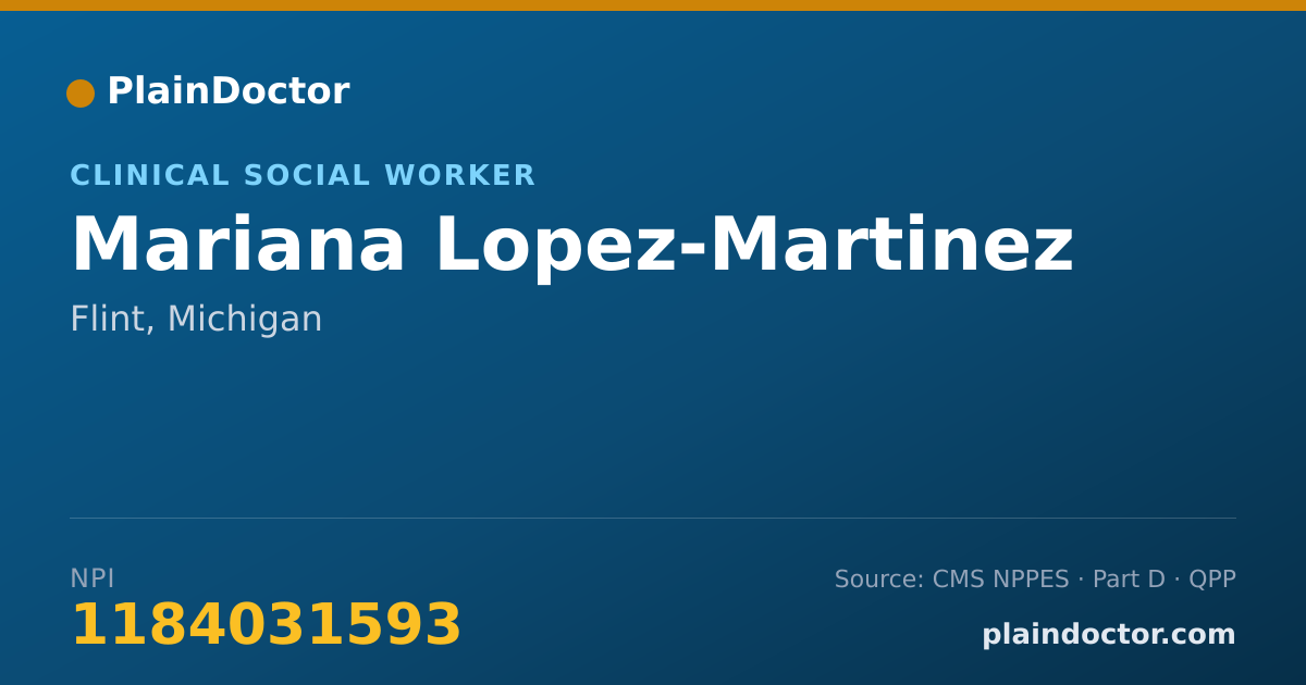 Shareable card for Mariana Lopez-Martinez - Clinical Social Worker, Flint, MI