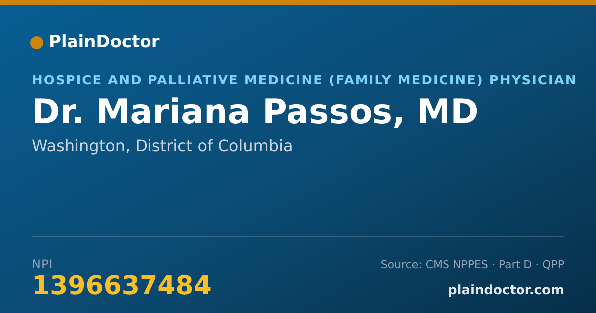 Shareable card for Mariana Passos, MD - Hospice and Palliative Medicine (Family Medicine) Physician, Washington, DC