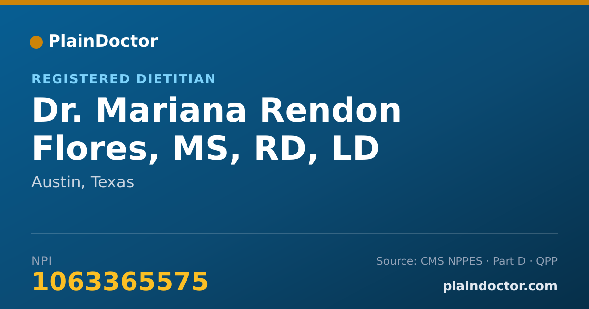 Shareable card for Mariana Rendon Flores, MS, RD, LD - Registered Dietitian, Austin, TX