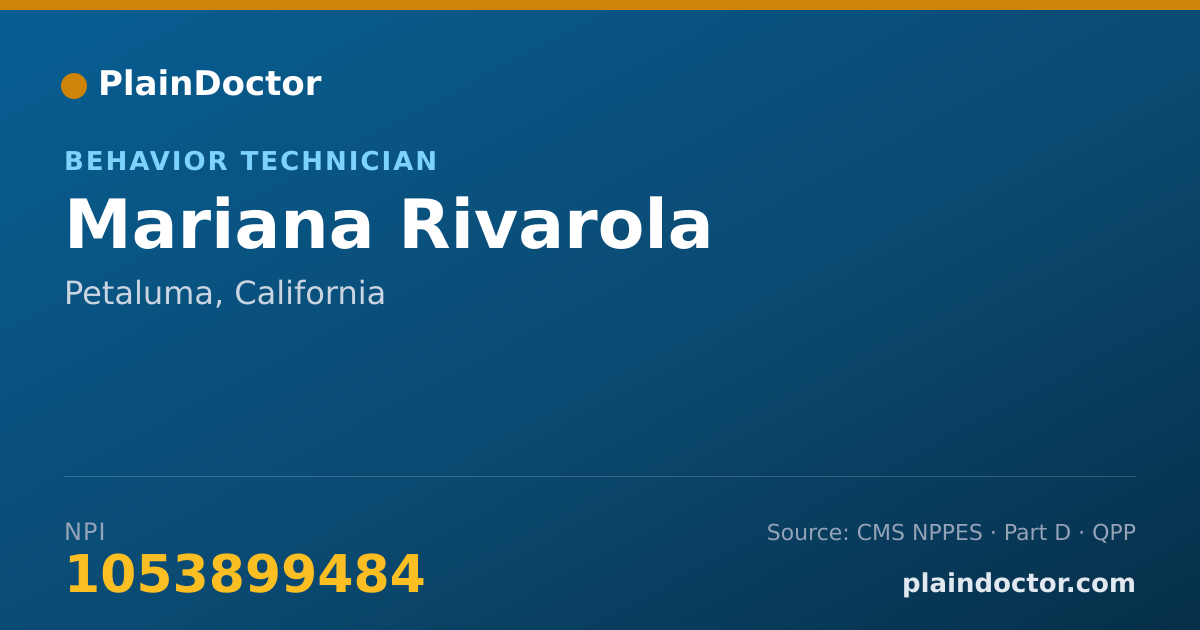 Shareable card for Mariana Rivarola - Behavior Technician, Petaluma, CA
