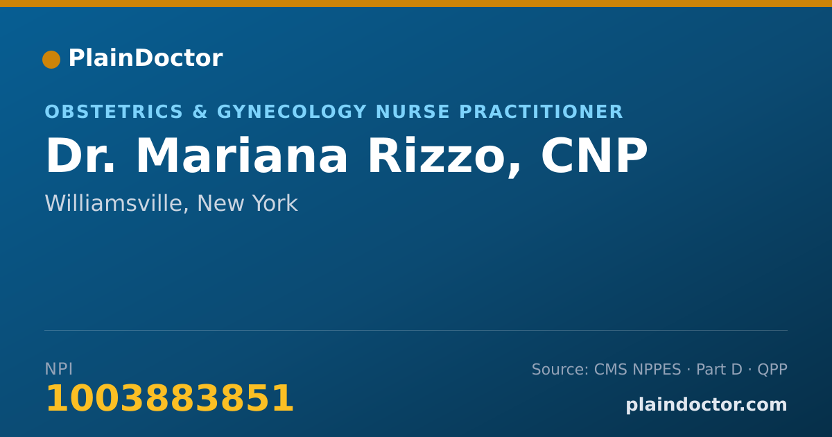 Shareable card for Mariana Rizzo, CNP - Obstetrics & Gynecology Nurse Practitioner, Williamsville, NY