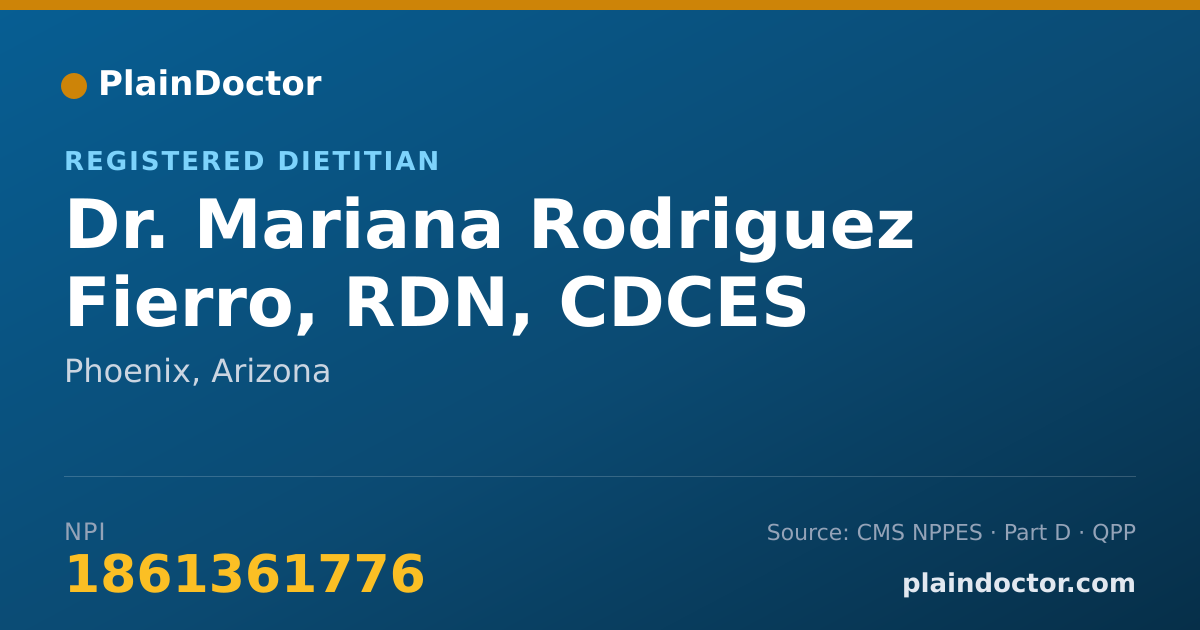 Shareable card for Mariana Rodriguez Fierro, RDN, CDCES - Registered Dietitian, Phoenix, AZ