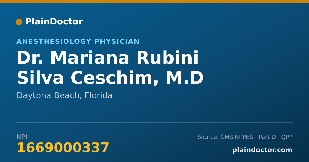 Shareable card for Mariana Rubini Silva Ceschim, M.D - Anesthesiology Physician, Daytona Beach, FL