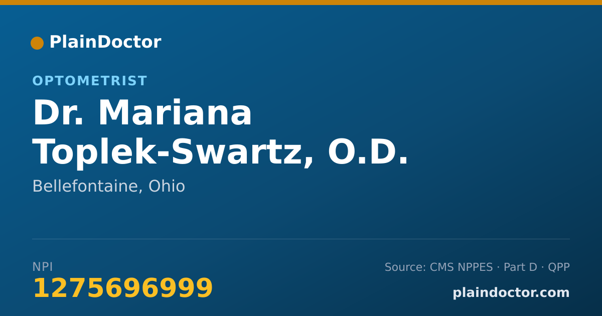Shareable card for Mariana Toplek-Swartz, O.D. - Optometrist, Bellefontaine, OH