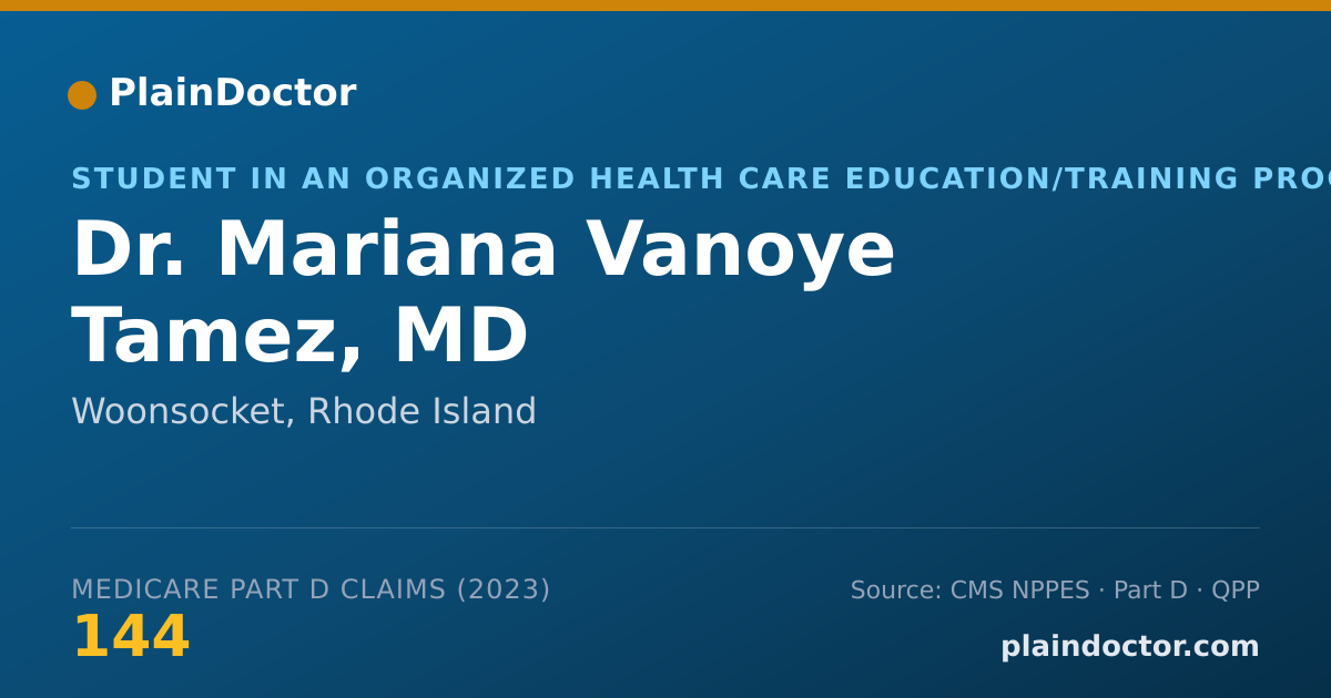 Shareable card for Mariana Vanoye Tamez, MD - Student in an Organized Health Care Education/Training Program, Woonsocket, RI