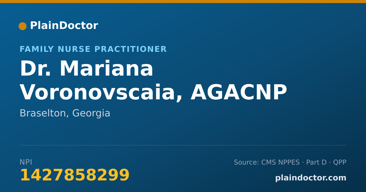 Shareable card for Mariana Voronovscaia, AGACNP - Family Nurse Practitioner, Braselton, GA