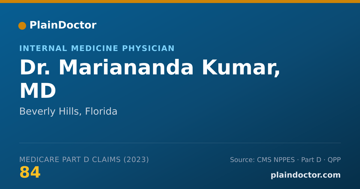 Shareable card for Mariananda Kumar, MD - Internal Medicine Physician, Beverly Hills, FL