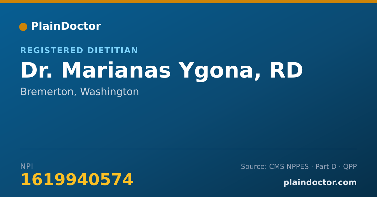 Shareable card for Marianas Ygona, RD - Registered Dietitian, Bremerton, WA