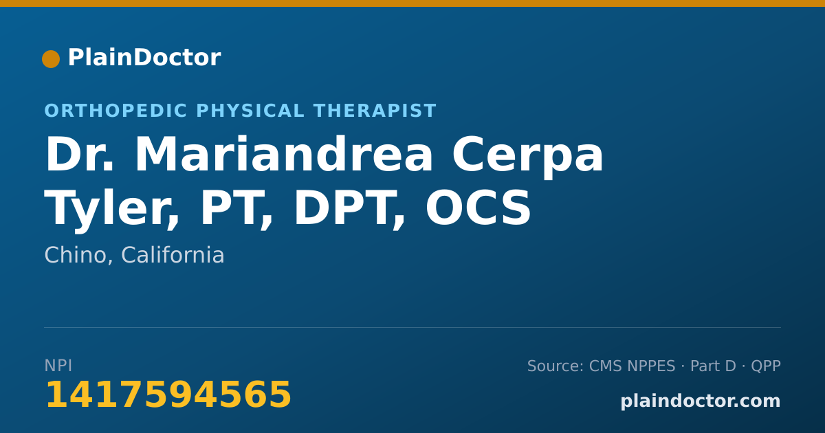 Shareable card for Mariandrea Cerpa Tyler, PT, DPT, OCS - Orthopedic Physical Therapist, Chino, CA