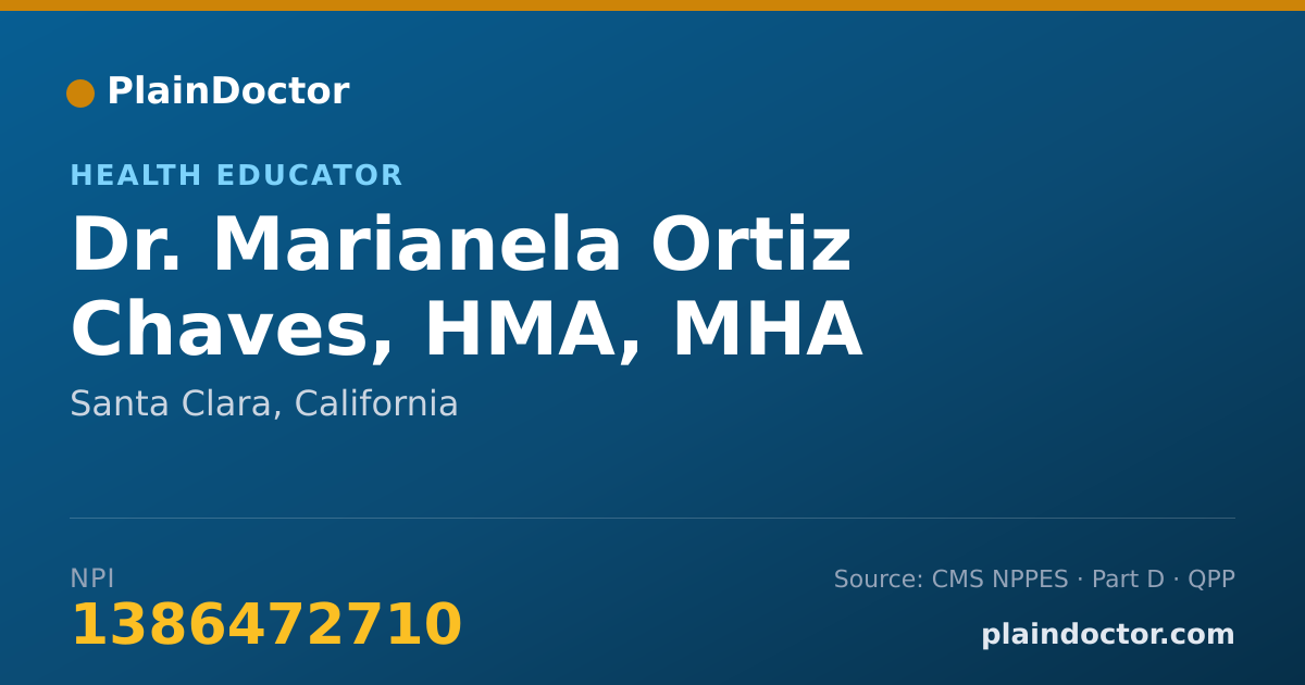 Shareable card for Marianela Ortiz Chaves, HMA, MHA - Health Educator, Santa Clara, CA