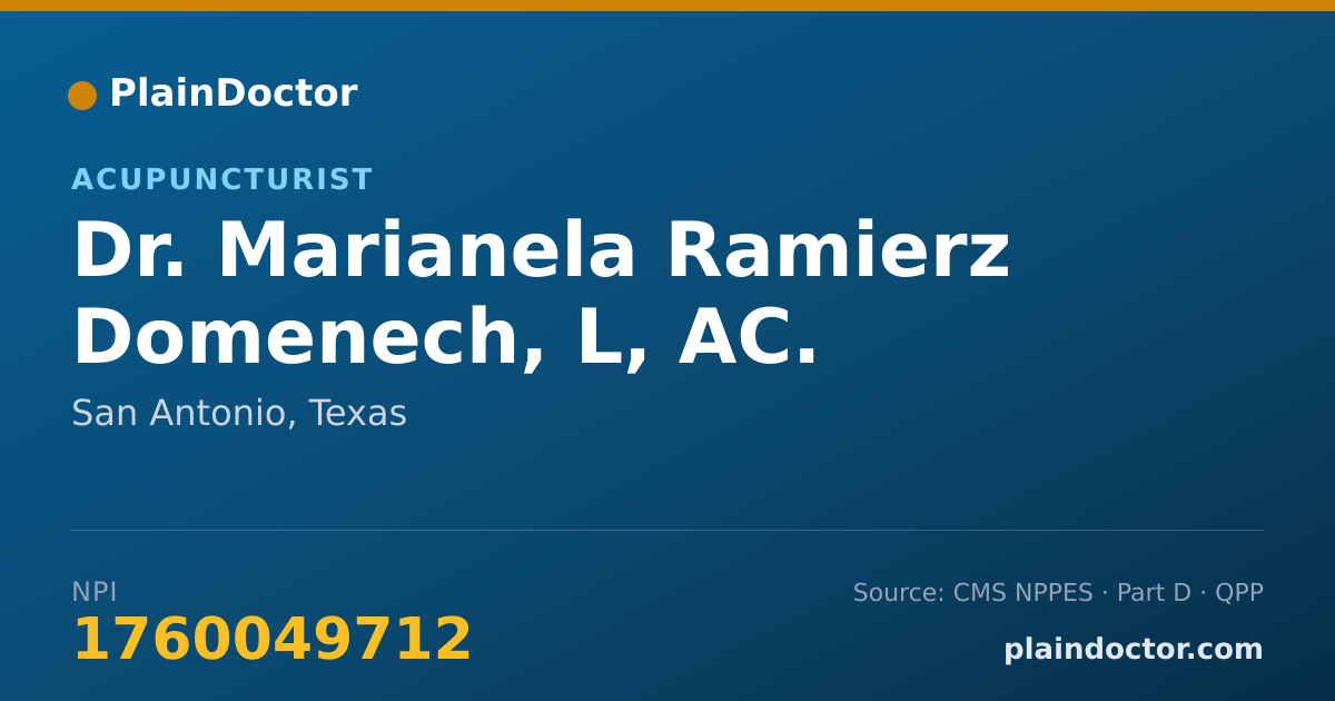 Shareable card for Marianela Ramierz Domenech, L, AC. - Acupuncturist, San Antonio, TX