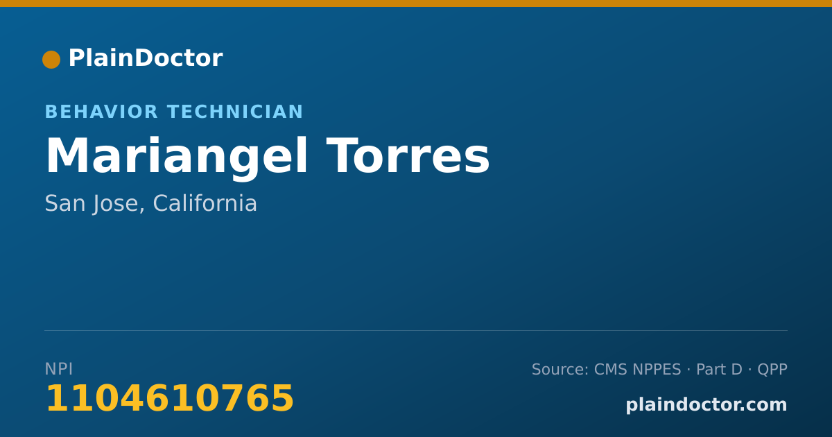 Shareable card for Mariangel Torres - Behavior Technician, San Jose, CA