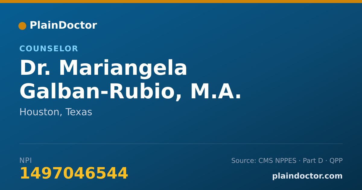 Shareable card for Mariangela Galban-Rubio, M.A. - Counselor, Houston, TX