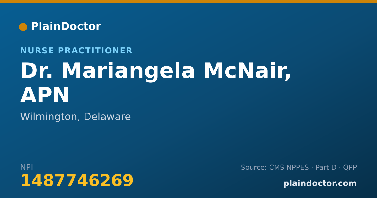 Shareable card for Mariangela McNair, APN - Nurse Practitioner, Wilmington, DE