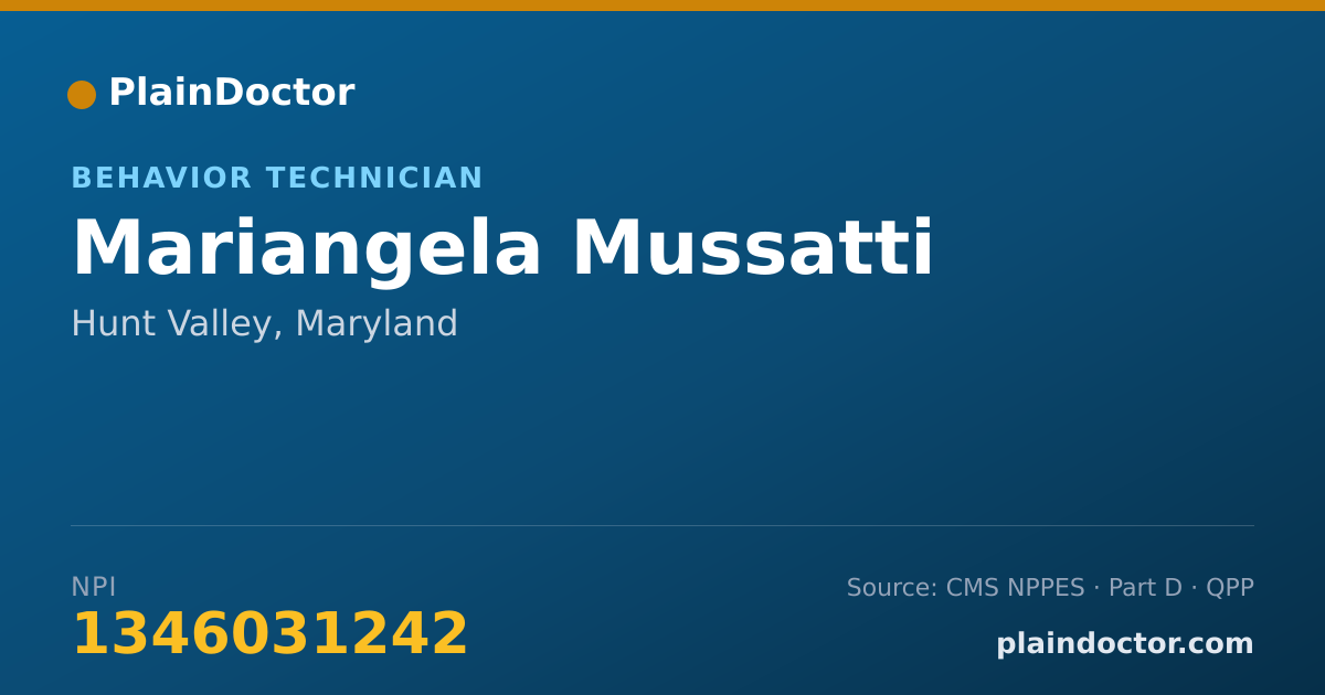 Shareable card for Mariangela Mussatti - Behavior Technician, Hunt Valley, MD