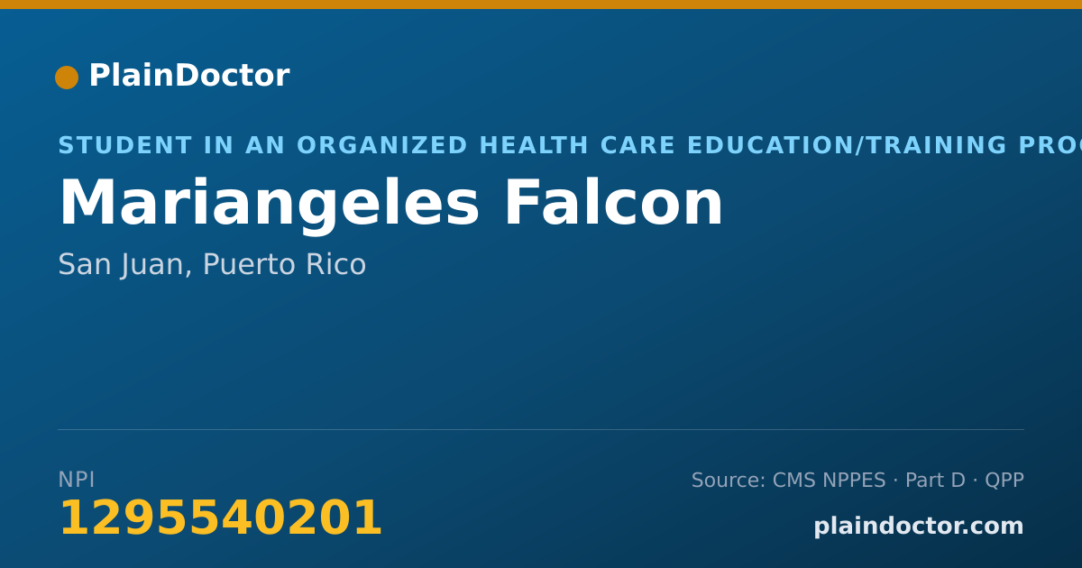 Shareable card for Mariangeles Falcon - Student in an Organized Health Care Education/Training Program, San Juan, PR
