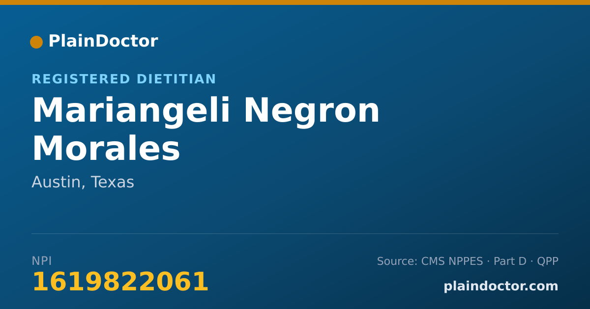 Shareable card for Mariangeli Negron Morales - Registered Dietitian, Austin, TX