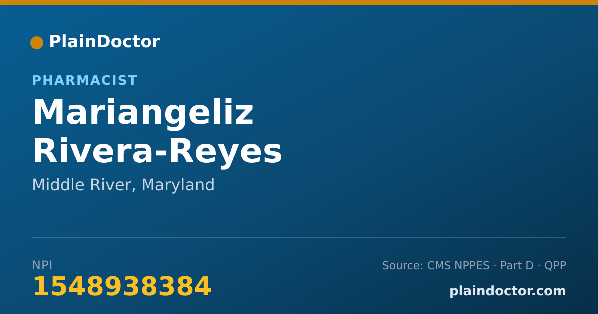 Shareable card for Mariangeliz Rivera-Reyes - Pharmacist, Middle River, MD