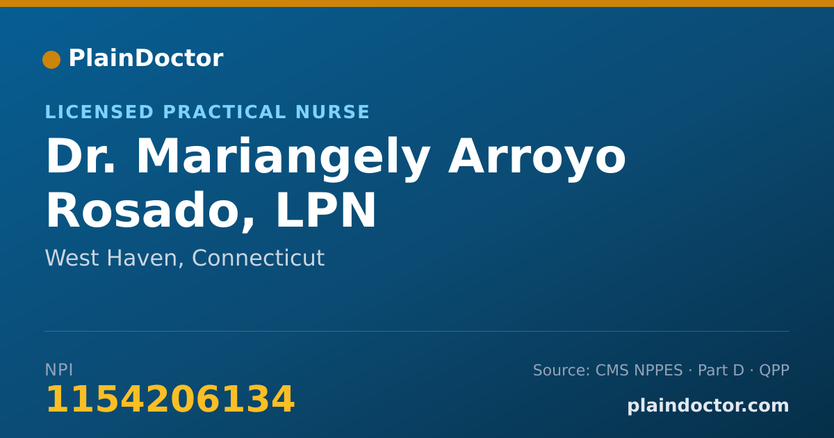 Shareable card for Mariangely Arroyo Rosado, LPN - Licensed Practical Nurse, West Haven, CT