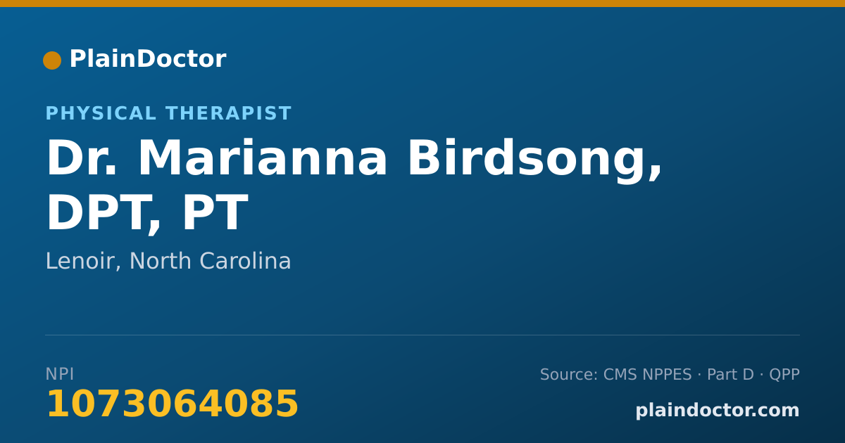 Shareable card for Marianna Birdsong, DPT, PT - Physical Therapist, Lenoir, NC