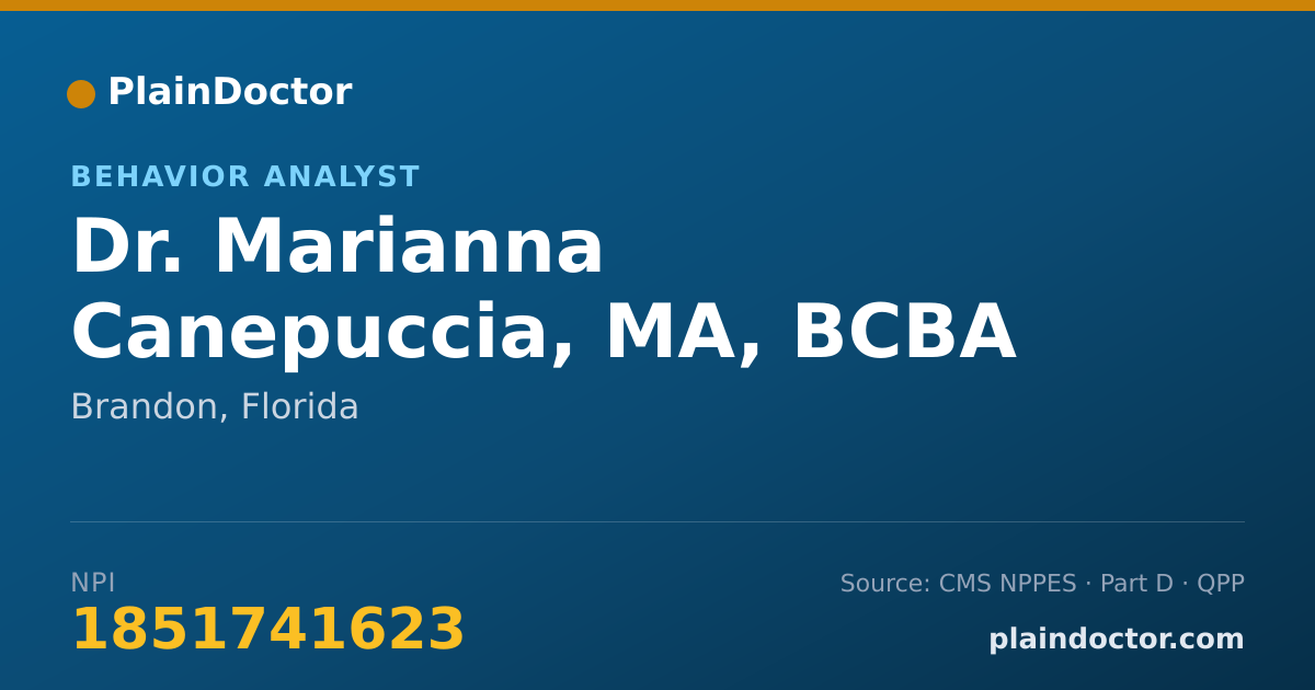 Shareable card for Marianna Canepuccia, MA, BCBA - Behavior Analyst, Brandon, FL