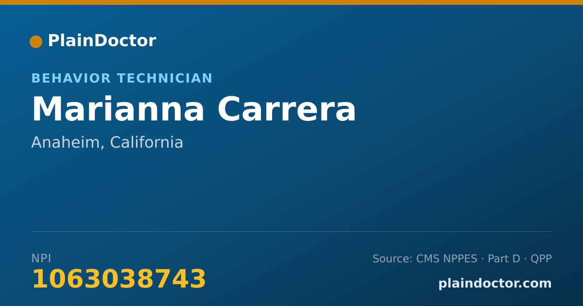 Shareable card for Marianna Carrera - Behavior Technician, Anaheim, CA