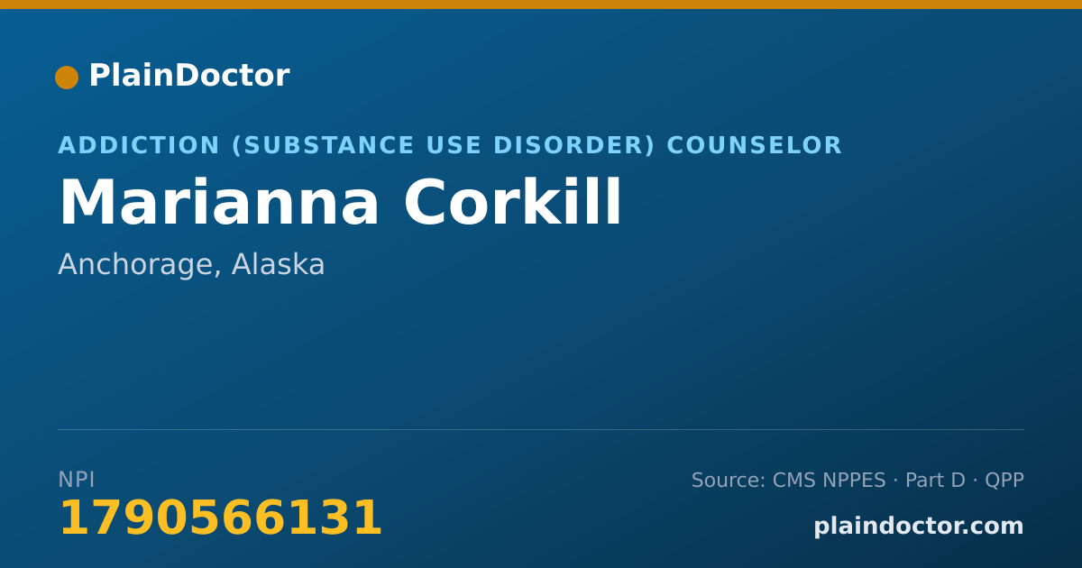 Shareable card for Marianna Corkill - Addiction (Substance Use Disorder) Counselor, Anchorage, AK
