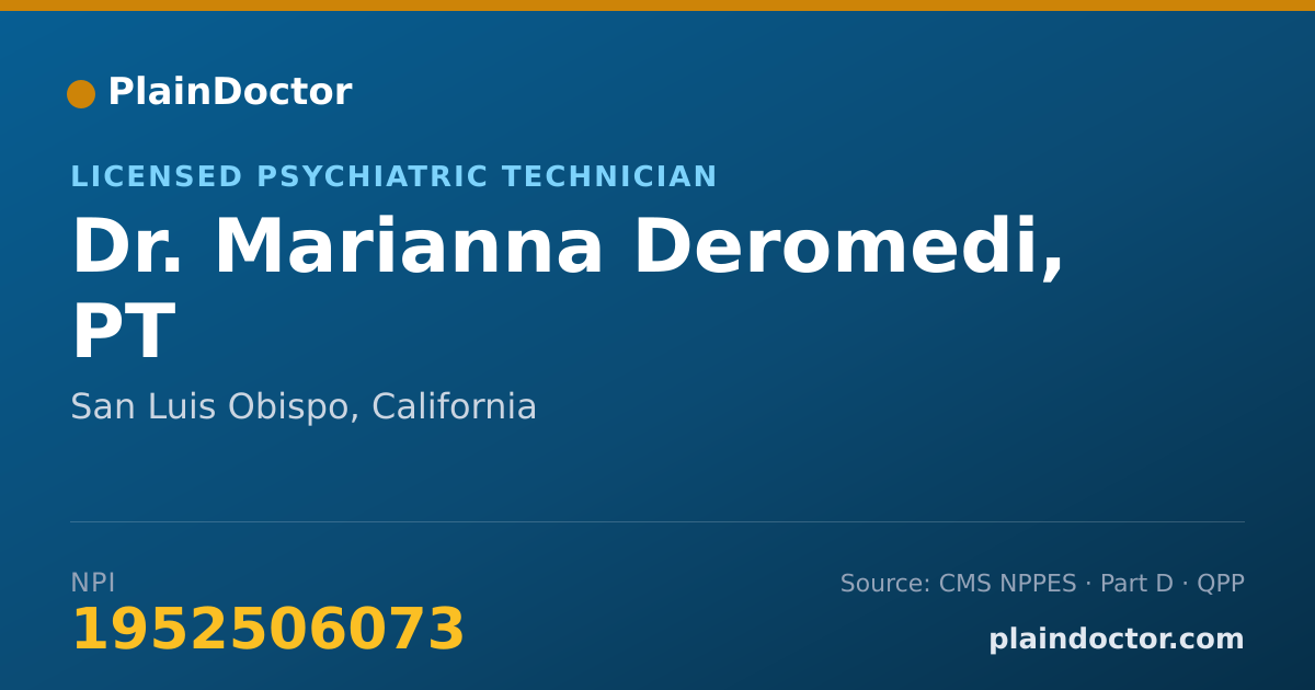 Shareable card for Marianna Deromedi, PT - Licensed Psychiatric Technician, San Luis Obispo, CA