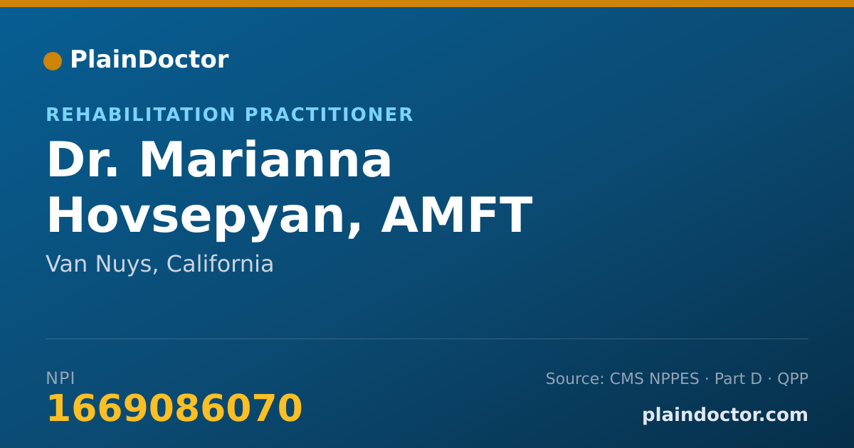 Shareable card for Marianna Hovsepyan, AMFT - Rehabilitation Practitioner, Van Nuys, CA