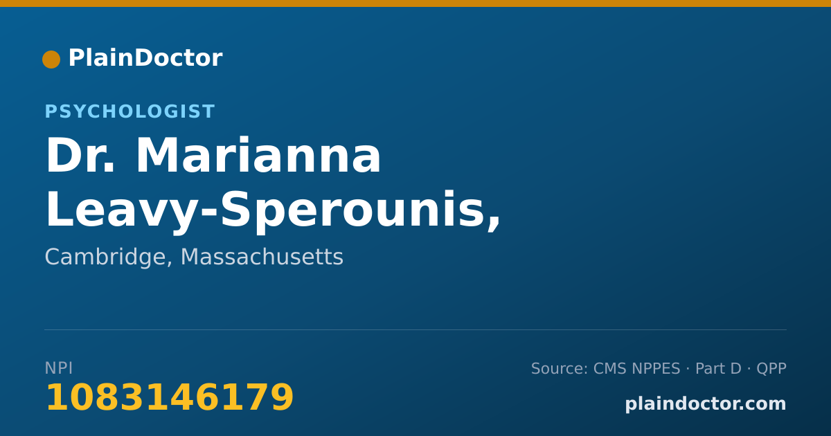 Shareable card for Marianna Leavy-Sperounis, PSY.D. - Psychologist, Cambridge, MA