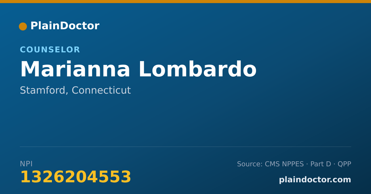 Shareable card for Marianna Lombardo - Counselor, Stamford, CT