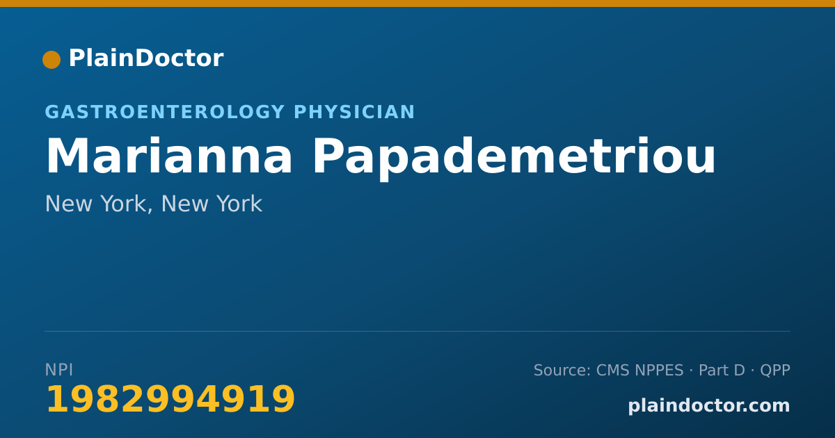 Shareable card for Marianna Papademetriou - Gastroenterology Physician, New York, NY