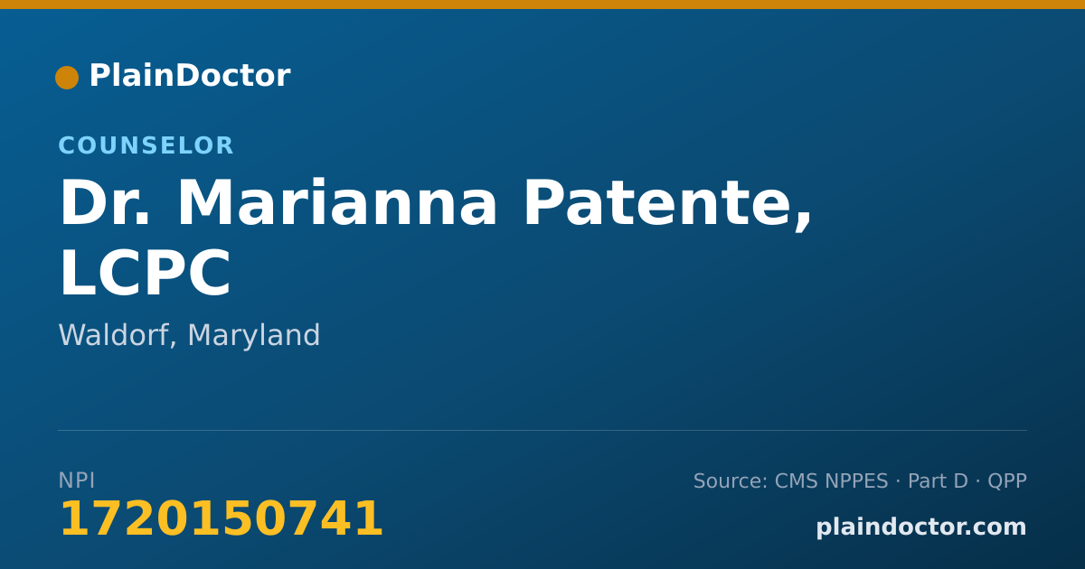 Shareable card for Marianna Patente, LCPC - Counselor, Waldorf, MD