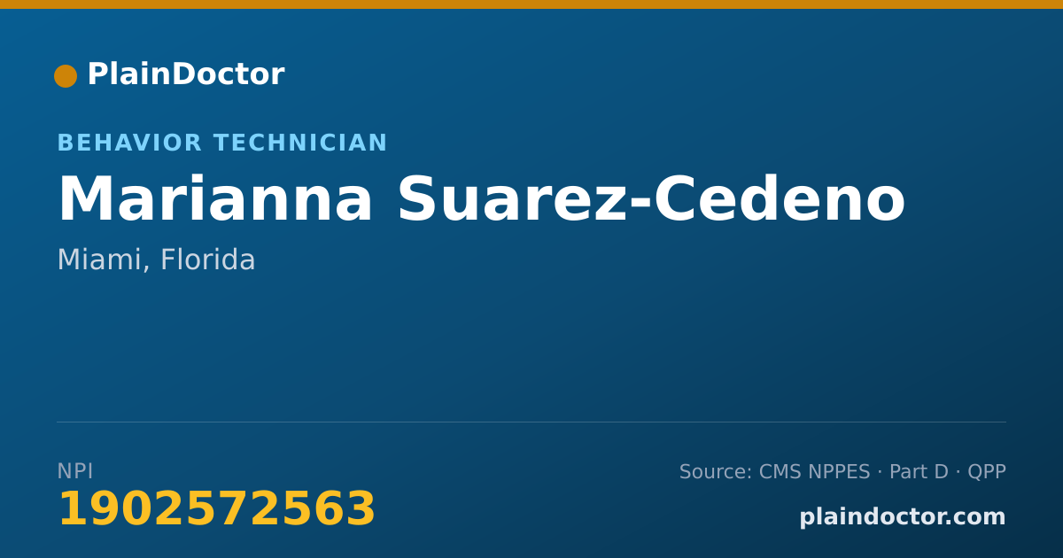 Shareable card for Marianna Suarez-Cedeno - Behavior Technician, Miami, FL