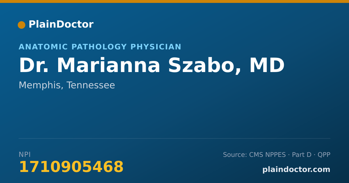 Shareable card for Marianna Szabo, MD - Anatomic Pathology Physician, Memphis, TN