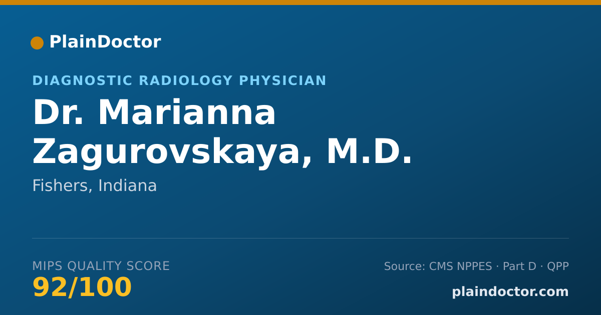 Shareable card for Marianna Zagurovskaya, M.D. - Diagnostic Radiology Physician, Fishers, IN