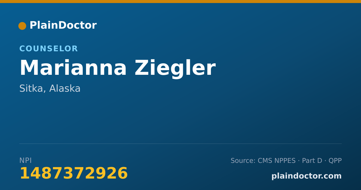 Shareable card for Marianna Ziegler - Counselor, Sitka, AK
