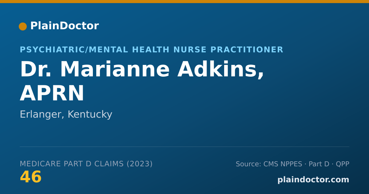 Shareable card for Marianne Adkins, APRN - Psychiatric/Mental Health Nurse Practitioner, Erlanger, KY