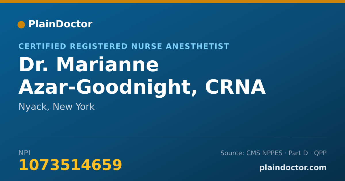 Shareable card for Marianne Azar-Goodnight, CRNA - Certified Registered Nurse Anesthetist, Nyack, NY