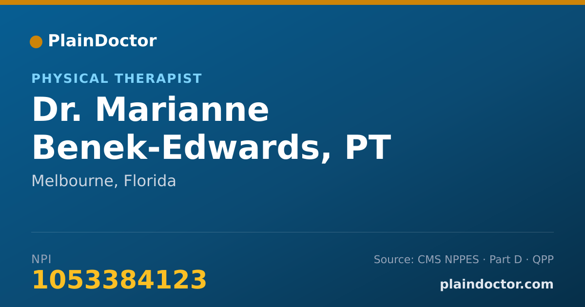 Shareable card for Marianne Benek-Edwards, PT - Physical Therapist, Melbourne, FL
