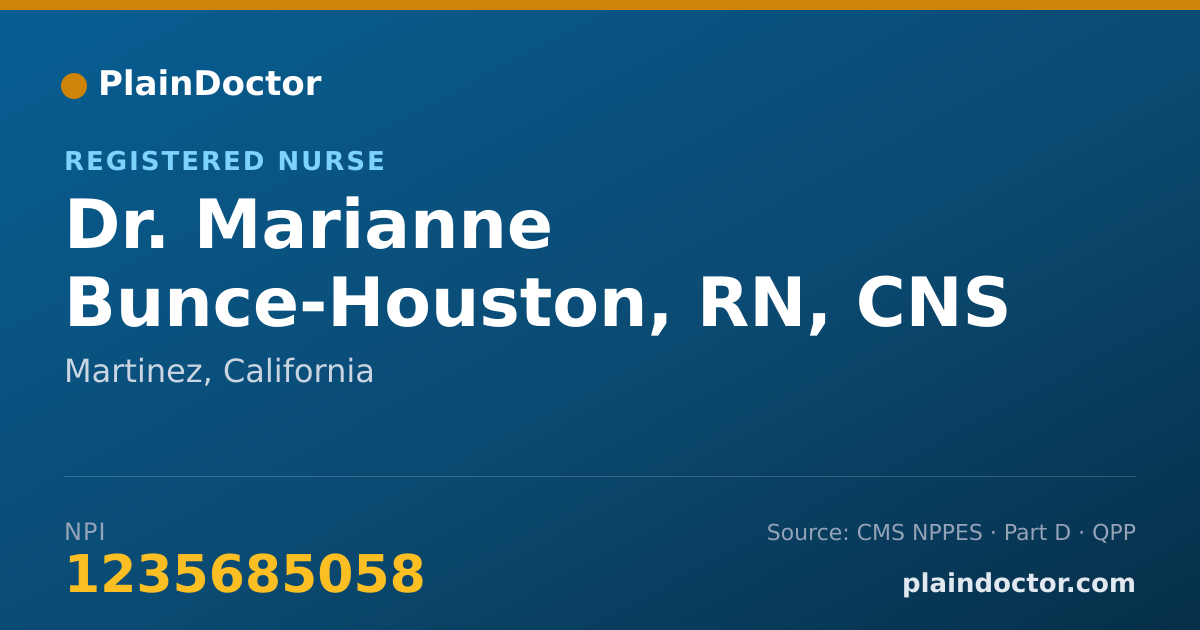Shareable card for Marianne Bunce-Houston, RN, CNS - Registered Nurse, Martinez, CA