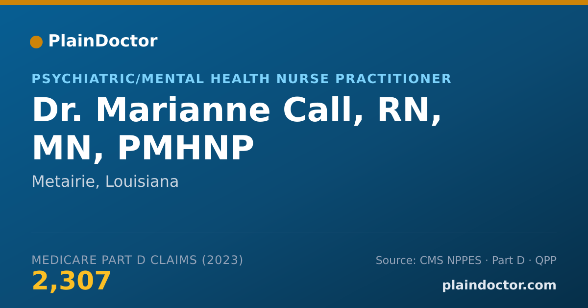 Shareable card for Marianne Call, RN, MN, PMHNP - Psychiatric/Mental Health Nurse Practitioner, Metairie, LA