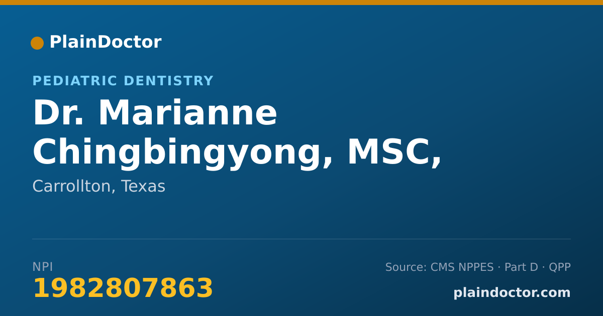 Shareable card for Marianne Chingbingyong, MSC, DSC - Pediatric Dentistry, Carrollton, TX