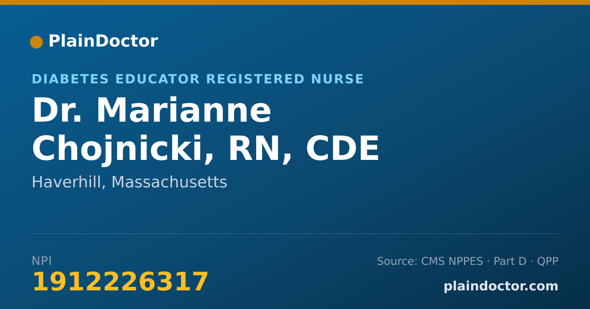 Shareable card for Marianne Chojnicki, RN, CDE - Diabetes Educator Registered Nurse, Haverhill, MA