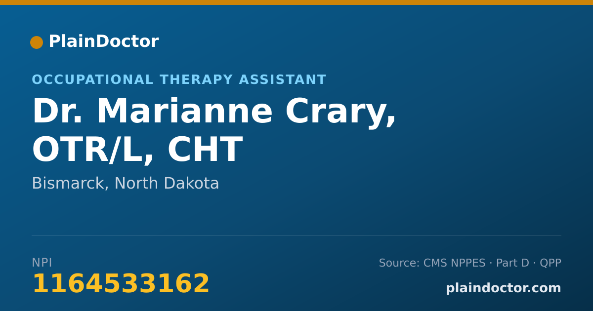 Shareable card for Marianne Crary, OTR/L, CHT - Occupational Therapy Assistant, Bismarck, ND
