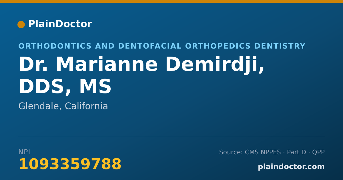 Shareable card for Marianne Demirdji, DDS, MS - Orthodontics and Dentofacial Orthopedics Dentistry, Glendale, CA