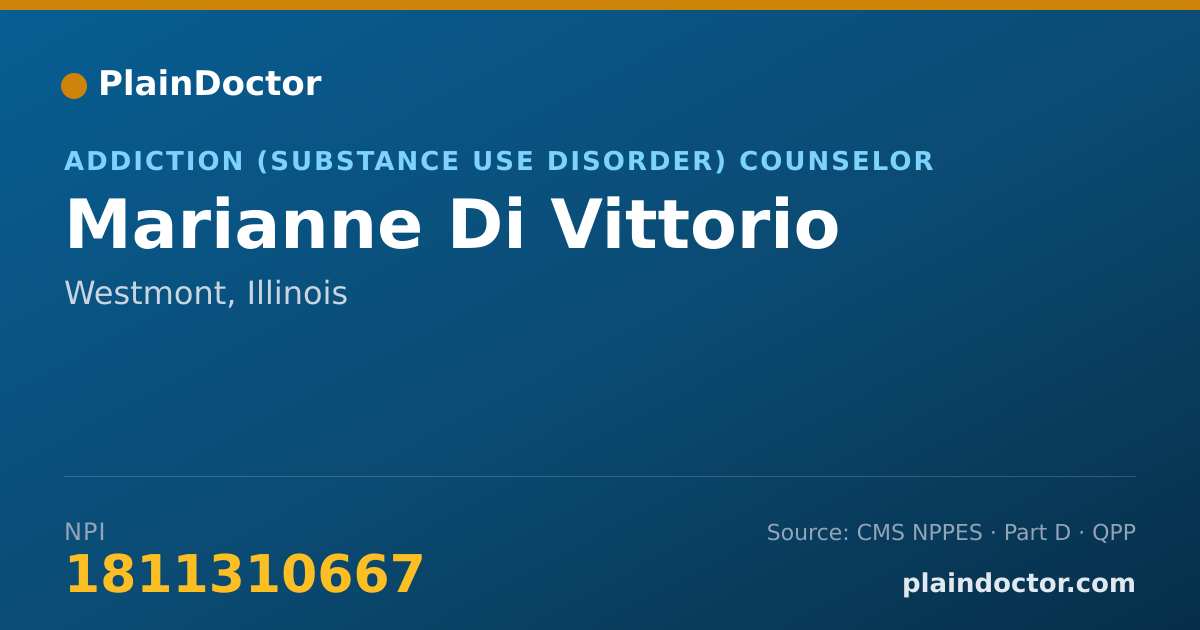 Shareable card for Marianne Di Vittorio - Addiction (Substance Use Disorder) Counselor, Westmont, IL