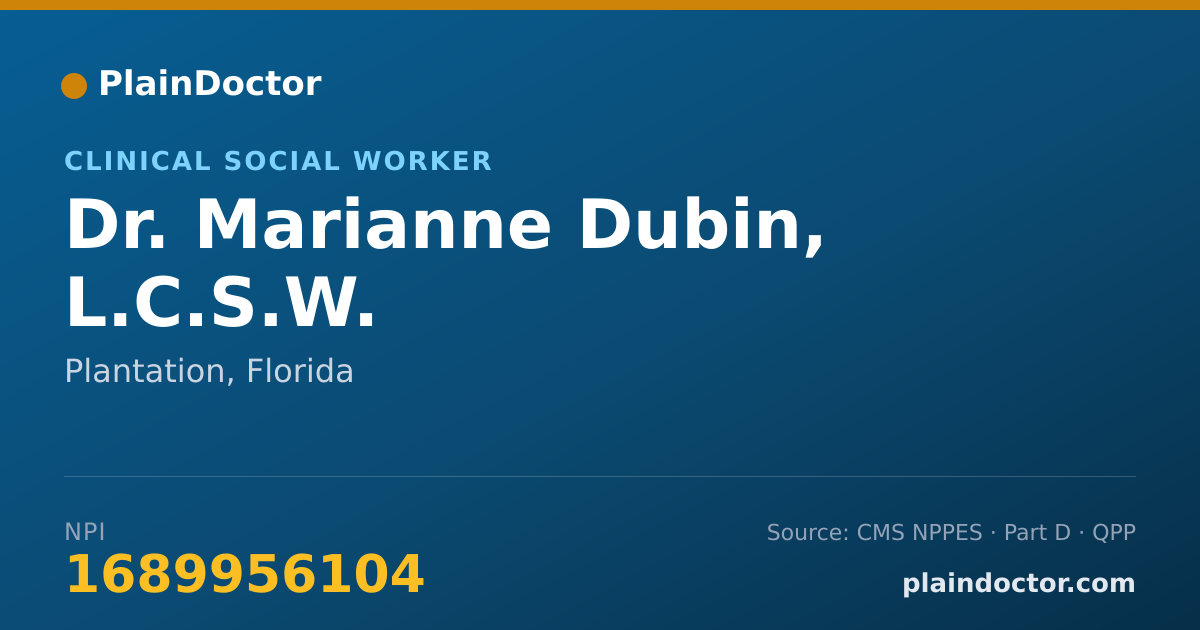 Shareable card for Marianne Dubin, L.C.S.W. - Clinical Social Worker, Plantation, FL
